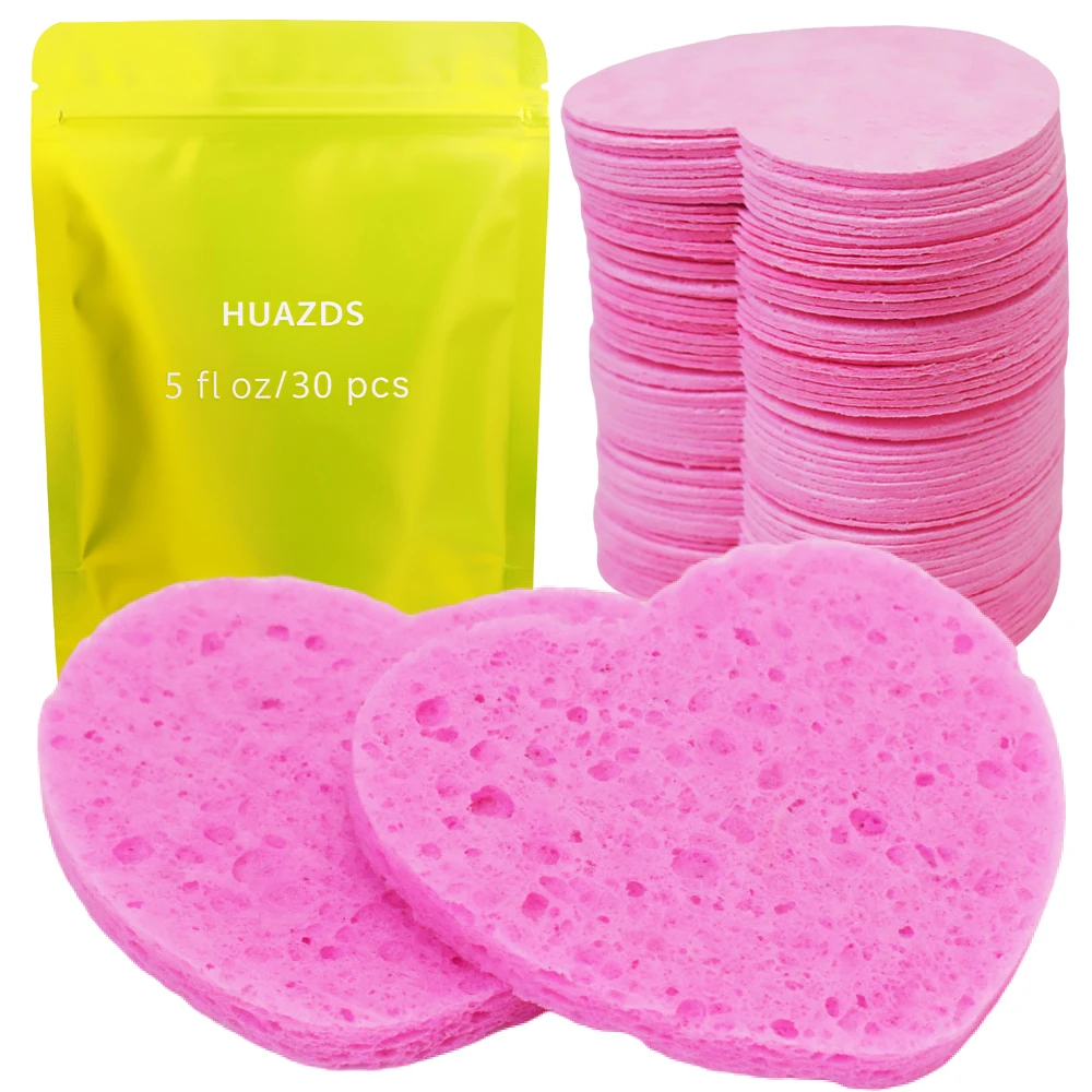 Puder quaste 30-zählige komprimierte Gesichts schwämme, 100% natürliche kosmetische Spa-Schwämme zur Gesichts reinigung, Peeling-Maske Image