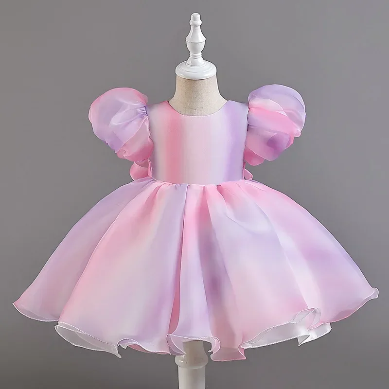 Mode Baby Mädchen Kleid Spitze Mesh Shorts Ärmel Kinder Kleider für Mädchen Sommer Kinder Mädchen Party Kleid 1-6 jahre Image