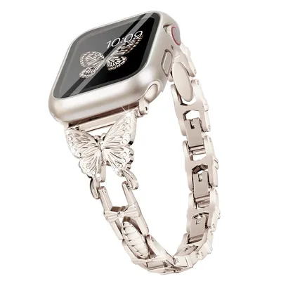 Diamant schmetterling für Apple Uhren armband 40mm 44mm 41mm 49mm 45mm 38mm Metall armband iwatch Serie se 6 3 4 5 ultra 2 8 9 Armband Image