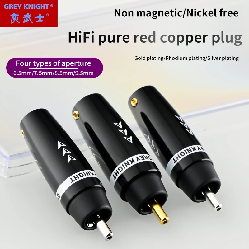 Grey Knight 4 Stück reines rotes Kupfer, vergoldet/versilbert/rhodiumbeschichtet, RCA-Stecker, HiFi-Audiokabel, Projektor-Mixer, RCA-Stecker Image