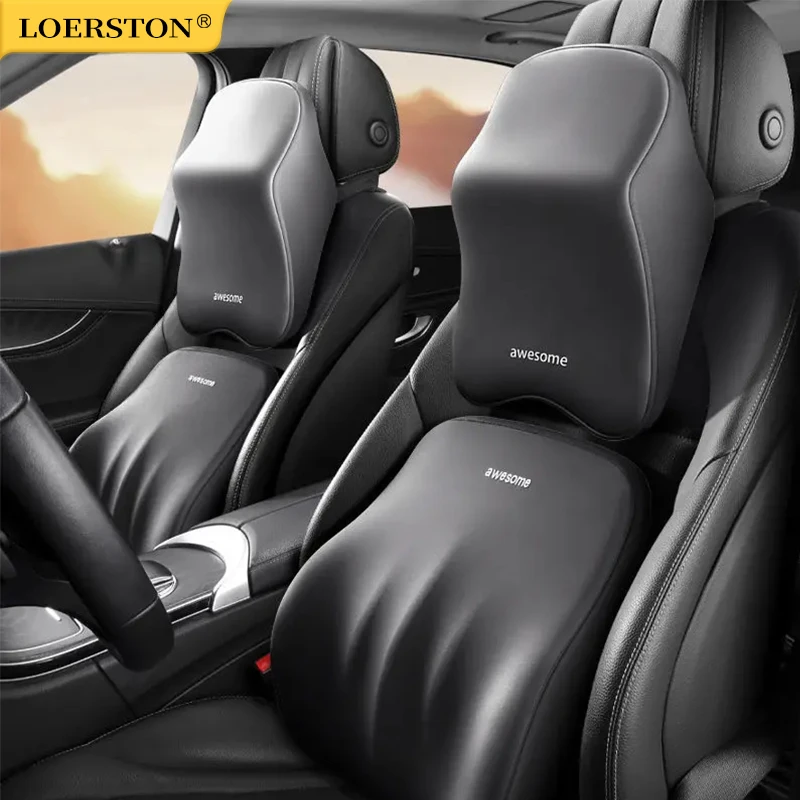 Auto Lendenwirbelsäule Rückenstütze Kopfstütze Nackenkissen Memory Foam Lendenkissen Universal Weiche Nackenkissen Kissen Autozubehör Image