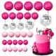 30 pezzi di palline per torta rosa caldo Topper Baby Pink Silver Glitters Palline da discoteca Toppers per torta per matrimonio Disco Compleanno Cake Decor Supply