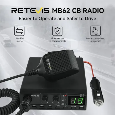 Retevis MB62 CB Radio 27 MHz AM/FM Mobiler Auto-Handkommunikator Long Range Radios Instant Channel 9/19 für LKWs