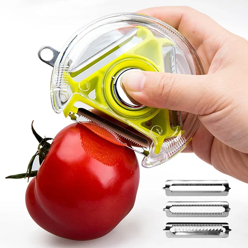 3 in 1 pelapatate per frutta e verdura strumenti multifunzionali per tritare verdure utensili da cucina con grattugia per buccia con lama in acciaio inossidabile
