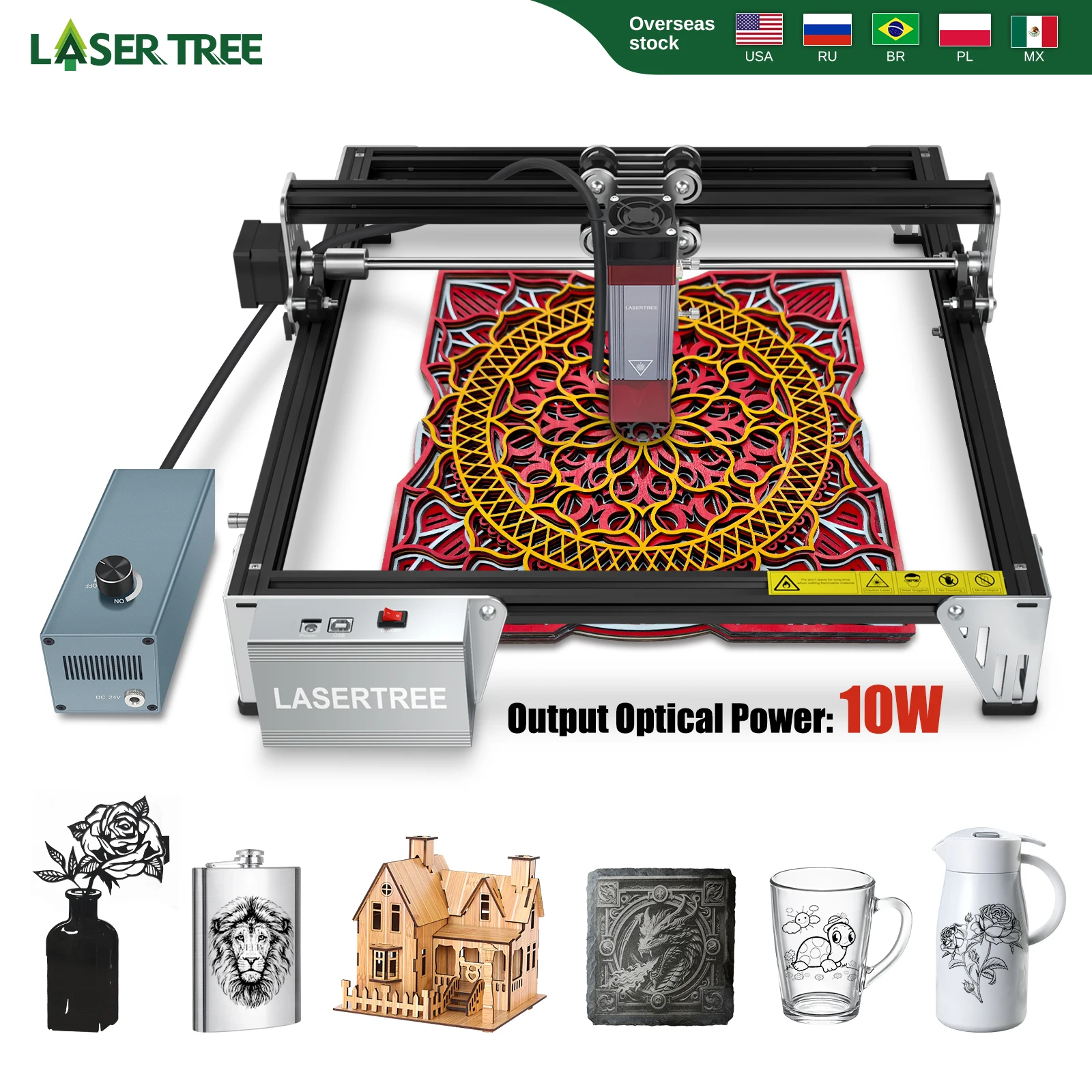LASER TREE LT-K1 Mini-Lasergravurmaschine mit 10 W Laserkopf, Lasergravierer, geschnittenes TTL-Blaulicht-Lasermodul, Holzbearbeitungswerkzeug Image