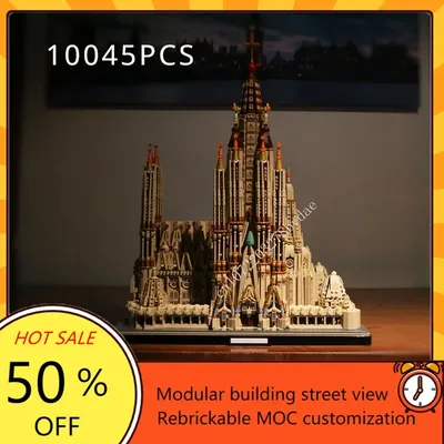 10045PCS MOC Sagrada Familia Modell Ziegel Basilika und Tempel Expiatori de la Sagrada Familia Image