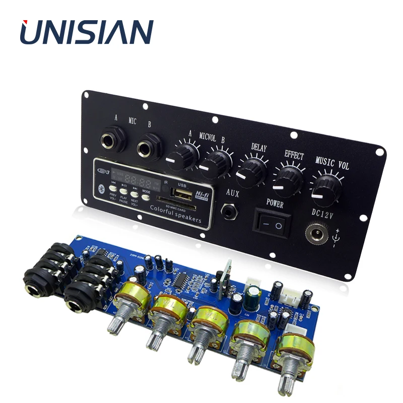 UNISIAN PT2399 Karaoke Reverb Board Mikrofon Verstärker Nachhall Echo Audio Vorverstärker mit Bluetooth USB SD Für DIY KTV Image