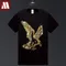 T-shirt fantasia stile inglese T-shirt a maniche corte T-shirt con design a aquila T-shirt con stampa estiva con strass T-shirt solide alla moda da uomo