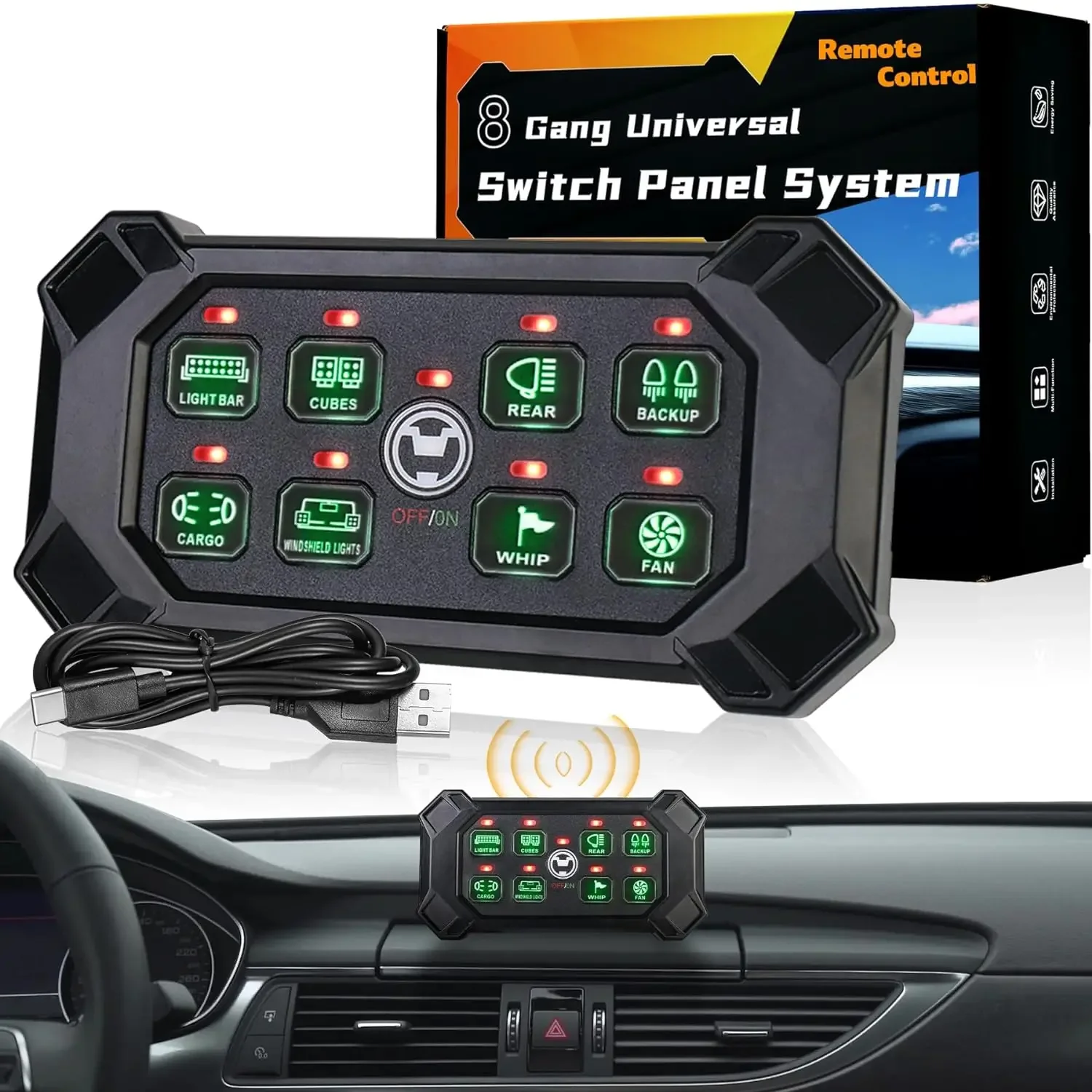 Multifunktions-Offroad-Momentsc halter Pod Funk fernbedienung 8-Gang-Schalttafel für LKW-Jeep-Boot suv utv atv Image