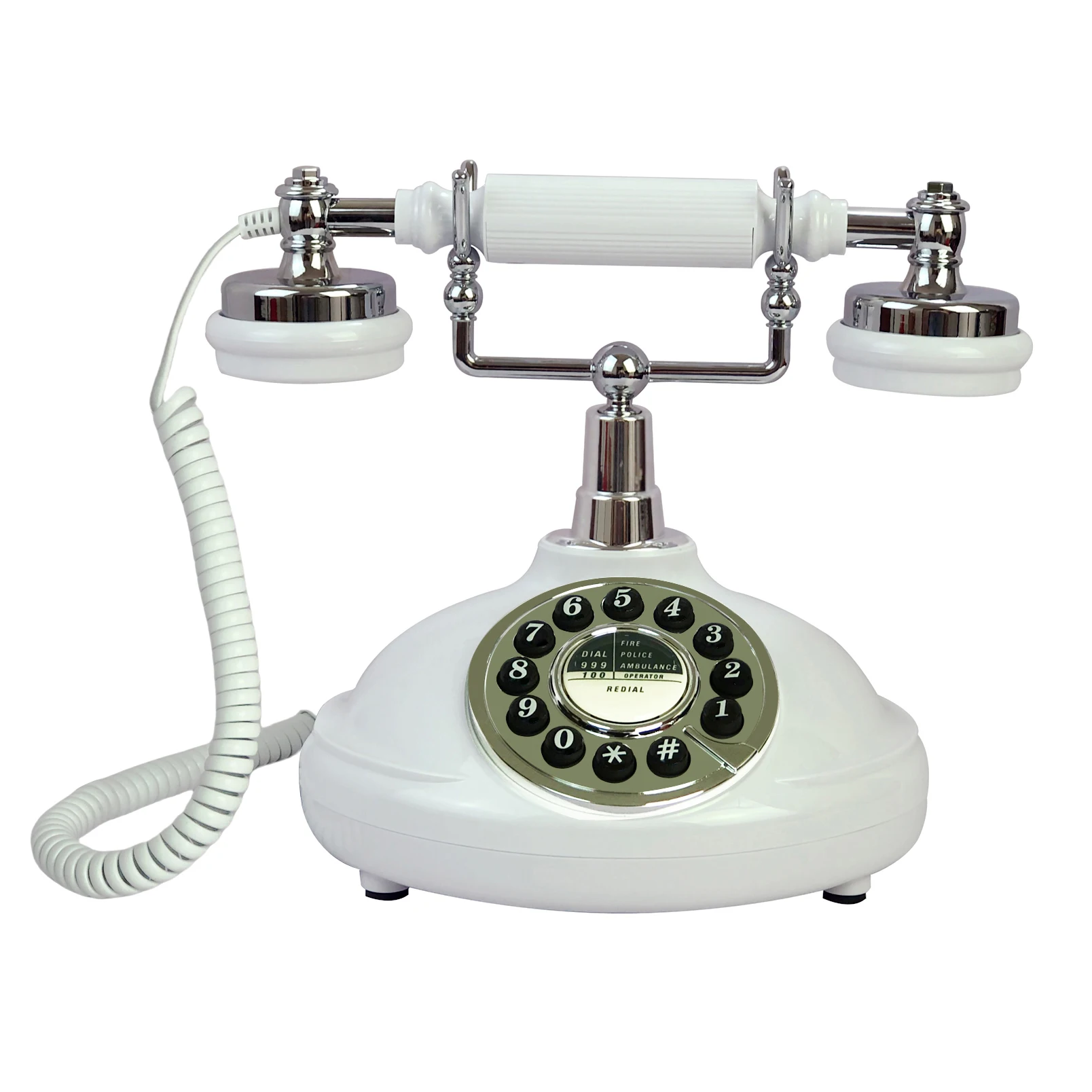 Telefono fisso con filo retrò Telefono bianco classico vintage vecchio stile per casa e ufficio, regalo per telefono domestico antico cablato