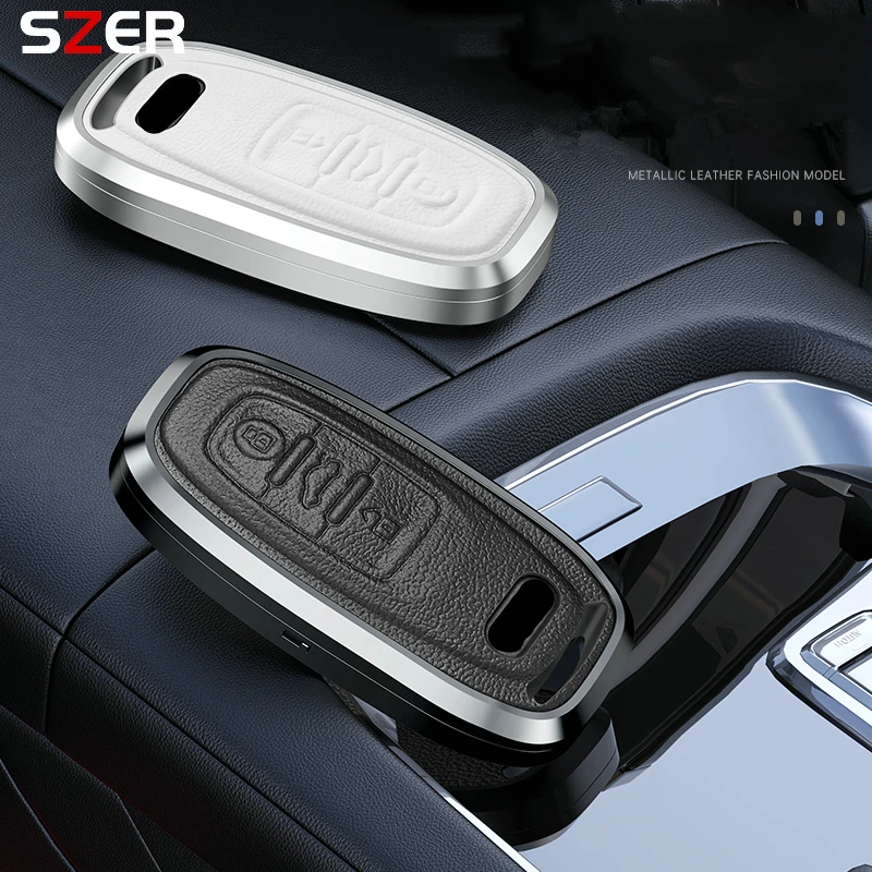 Metall Leder Auto Smart Key Fall Abdeckung Shell Für Audi A1 A3 8V A4 B8 B9 A5 A6 C7 A7 a8 Q3 Q5 Q7 S4 S6 S7 S8 R8 TT Zubehör Image