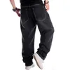 Herren Street Trends schwarz gewaschene Jeans Hip Hop Hose Baggy Jeans für männliche HipHop Skateboard Jeans hose lose plus Größe 44 46