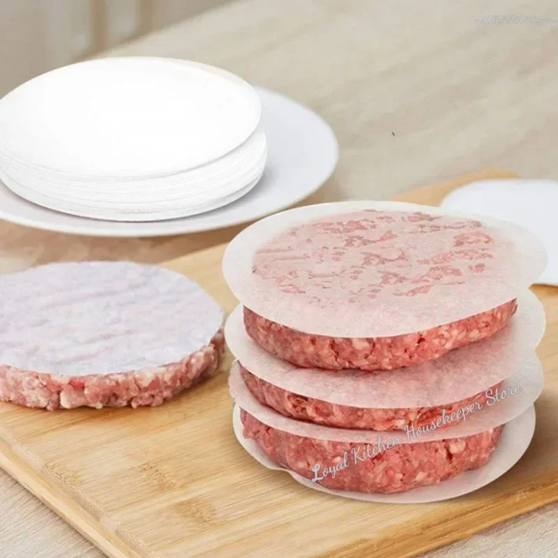 100 Stück 4,33 Zoll Hamburger-Patty-Papier, runde Wachspapierblatt für Burgerpresse, Backen, Kuchen, Backen, separates Patty-Ölpapier Image
