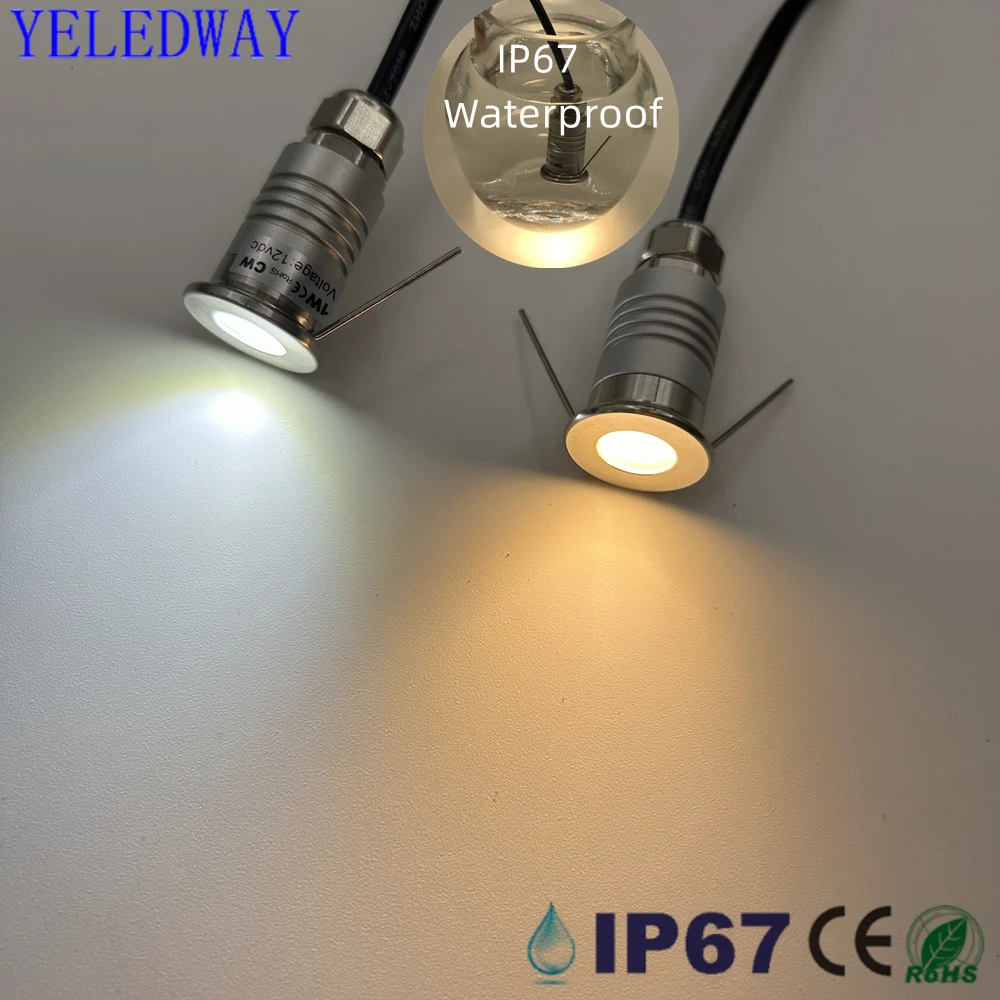 IP67 Outdoor 1W Mini LED Untergrund leuchten 12V wasserdichte Treppen Stufen lampen Bodens trahler Landschaft Garten vergrabene Beleuchtung Image