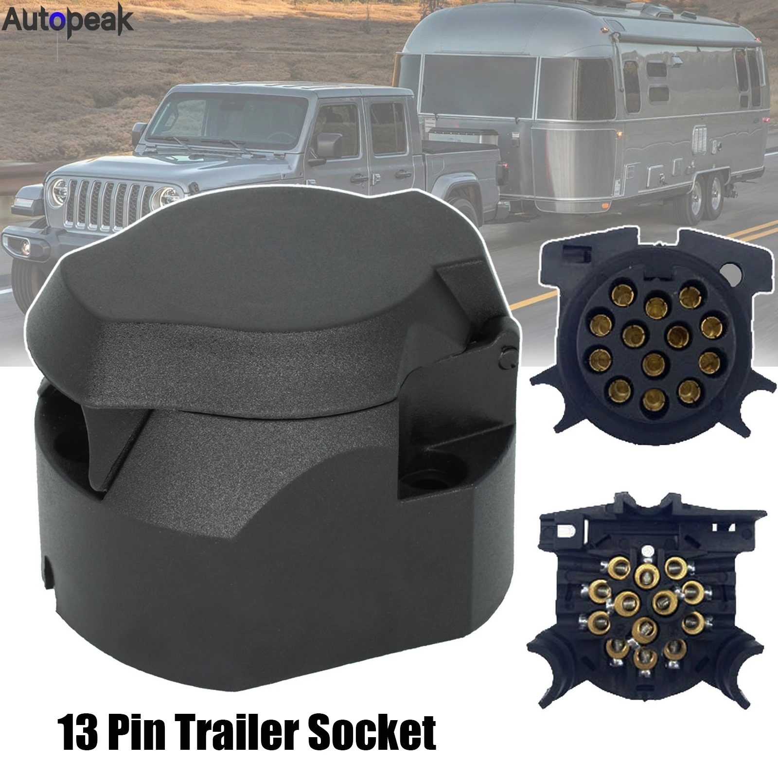 Durevole 12V 13 Pin Euro Presa per rimorchio Barra di traino a 13 poli Presa per rimorchio Roulotte Cablaggio Connettore elettrico Accessori per auto camion