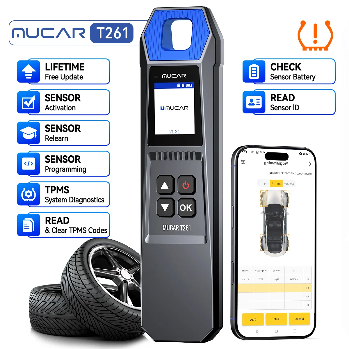 MUCAR T261 Reifendruck-Diagnosegerät, Automotive TPMS-Sensor Programmier- und Aktivierungswerkzeug für MUCAR 892BT 689BT Scanner Image