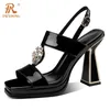 PRXDONG frauen Schuhe Neue 2023 Sommer Sexy High Heels Plattform Schwarz Beige Kristall Kleid Party Hochzeit Weibliche Sandalen Größe 34-39