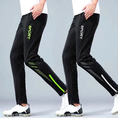 Running Pants for Men Soccer Training Pants With Zipper Pockets Active Jogging Trousers Track