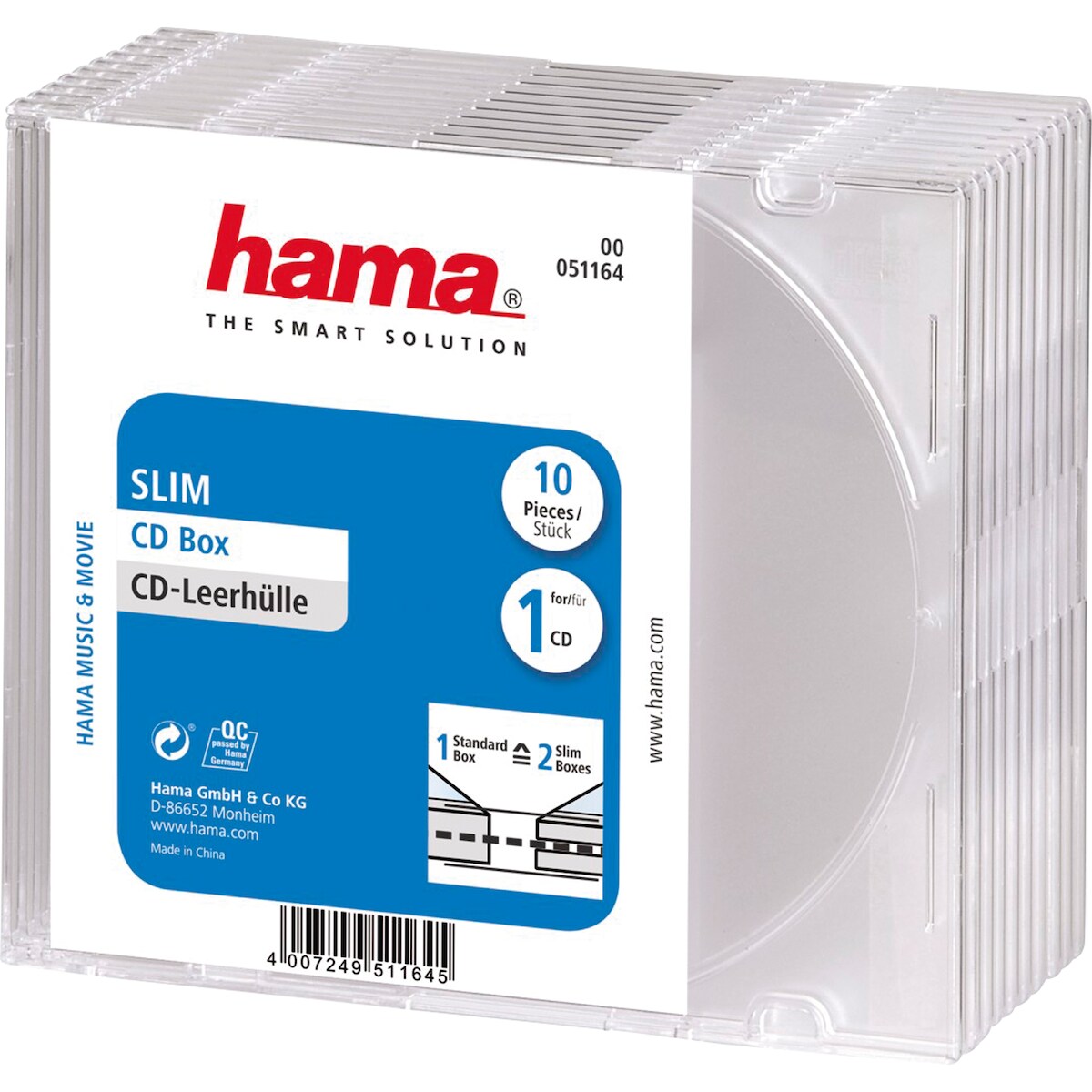 Hama CD-Hülle Slim 00051164 transparent 10 Stück Image