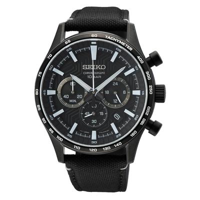 Seiko - Herren uhr Seiko Chronograph schwarz - edelstahl und nylon Herrenuhren 1 ct