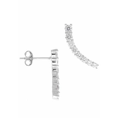 Paar Ohrstecker FIRETTI "Schmuck Geschenk Silber 925 Ohrschmuck Ear Climber", silber (silberfarben, kristallweiß), Ohrri