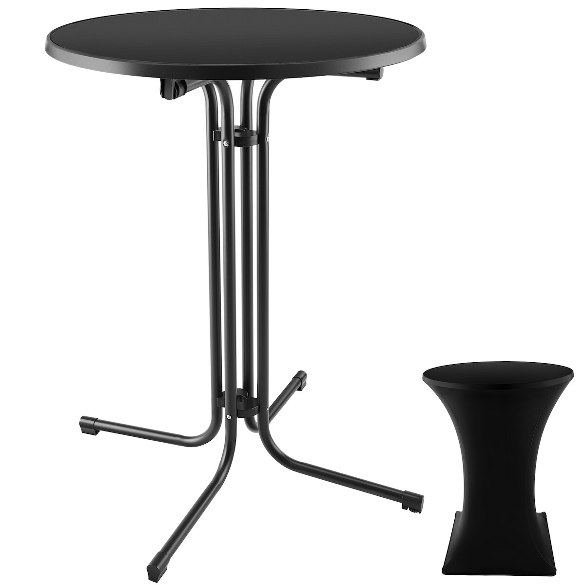 TECTAKE Stehtisch Eren klappbar mit Husse 90x110cmschwarz Image