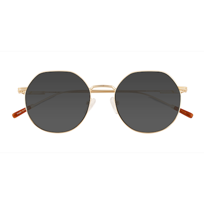 Unisex s geometric Matte Gold Metal Prescription sunglasses - Eyebuydirect s Steve