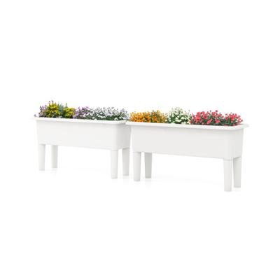 Costway 2 PCS Raised Garden Beds Self-Watering Planter Box with Detachable Legs and Drainage Hole-White