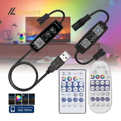 DC / USB Bluetooth SPI LED Music Controller 5V 12V 24V 2048 Pixel Smart APP Dimmer RF Remote for