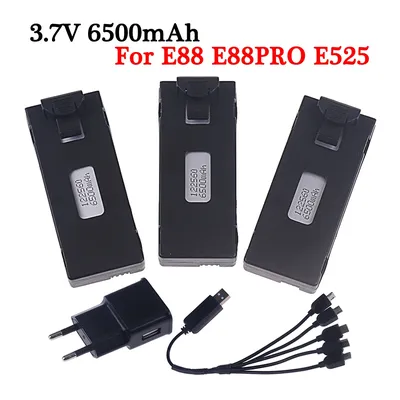 Rechargeable 3.7V 6500mAh Battery an Charger For RC Drone E88 E88PRO E99 E99PRO P1 K3 P10 A13 E525