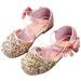 Rovga Girl s Sandals Crystal Dress Shoes Glitter Princess Sequin Flat Shoes Princess Shoes Dance Shoes Trend Shoes For Summer Pink 9-9.5 Years