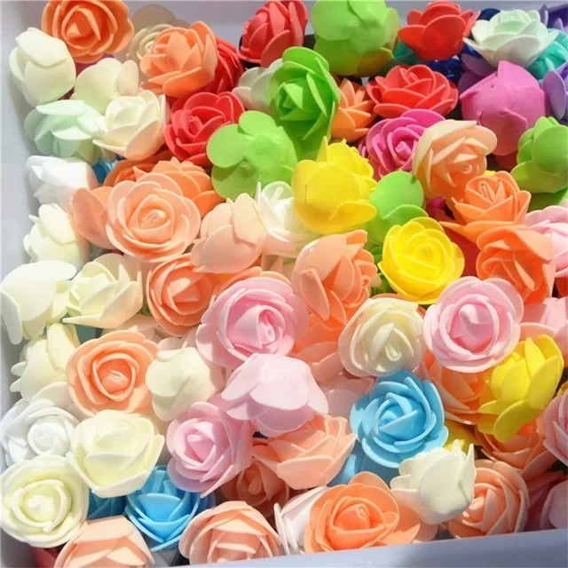 Ca. 480 stücke-500 stücke/3cm Mini Pe Schaum Rose Blumen kopf künstliche Rose Blumen handgemachte DIY Party Hochzeit Home Dekoration Image