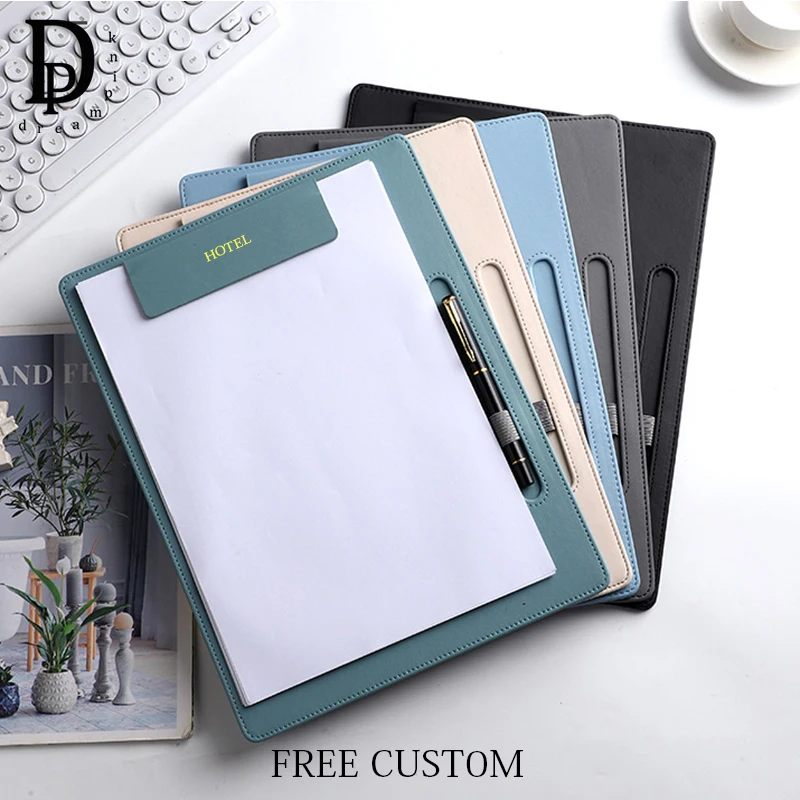 Benutzerdefinierte Initialen Leder Klemmbrett Business Büro Schule Treffen Rekord Schreibtafel A4 Papier Dateiordner Klemmbrett Stiftschlitz Image