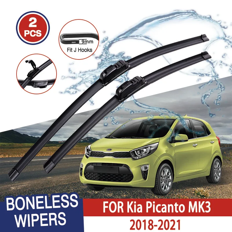 Für Kia Picanto MK3 2018-2021 Auto Wischer U-typ Weiche Gummi Ohne Knochen Wischer HD Leise Langlebig Automotive wischer 24 "+ 14" Image