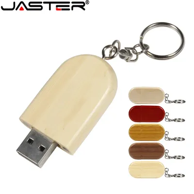 JASTER USB-Flash-Laufwerk aus Holz/Bambus Pen Drive 2.0 mit Schlüsselanhänger Pendrive 4 GB 16 GB 32 Image