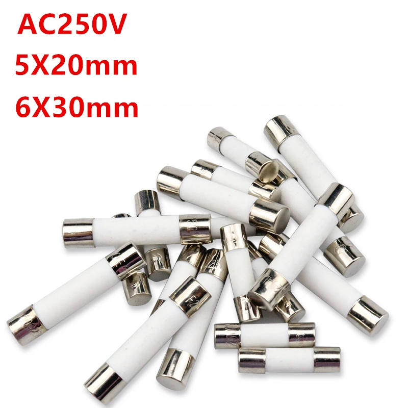 10 teil/los Einem Verkaufs 5*20mm 6*30mm Flink Sicherungen mm 250V 0,1 EINE 0,2 A 0,3 A 0,4 A 0,5 A 0,63 A 0,75 A 0,8 EIN 1A AMP Sicherung Keramik sicherung Image