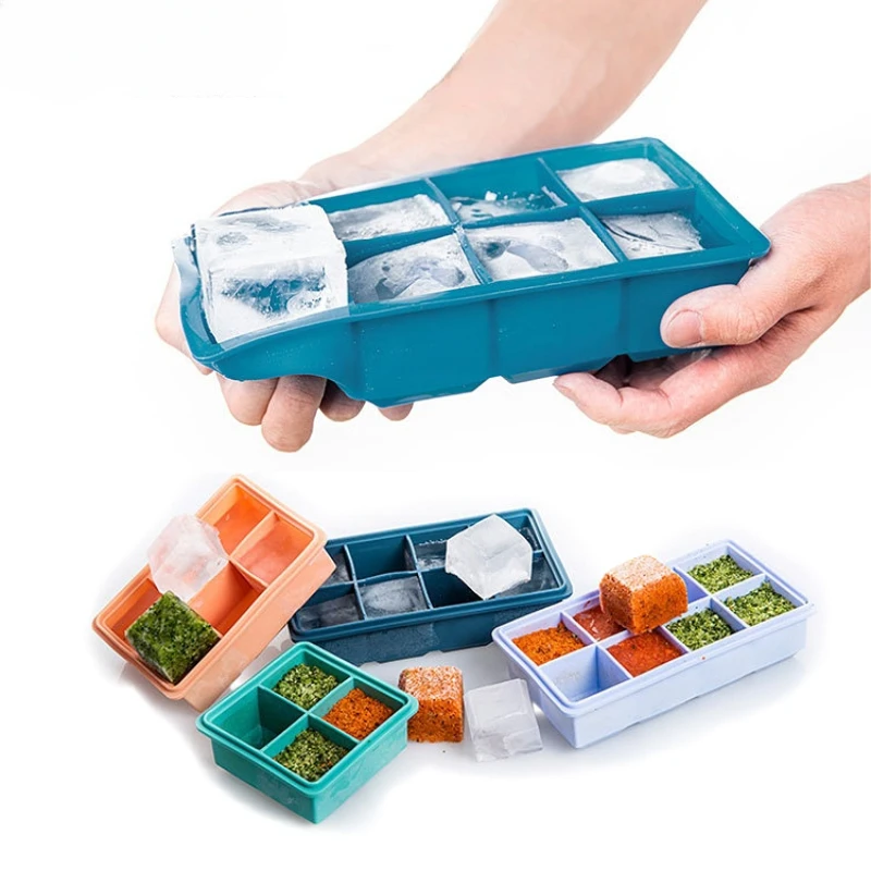 Silikon-Eiswürfel Große Silikon-Eiswürfel formen mit abnehmbarem Deckel, quadratischer Eiswürfel schale und bpa frei für Cocktail, Whisky Image