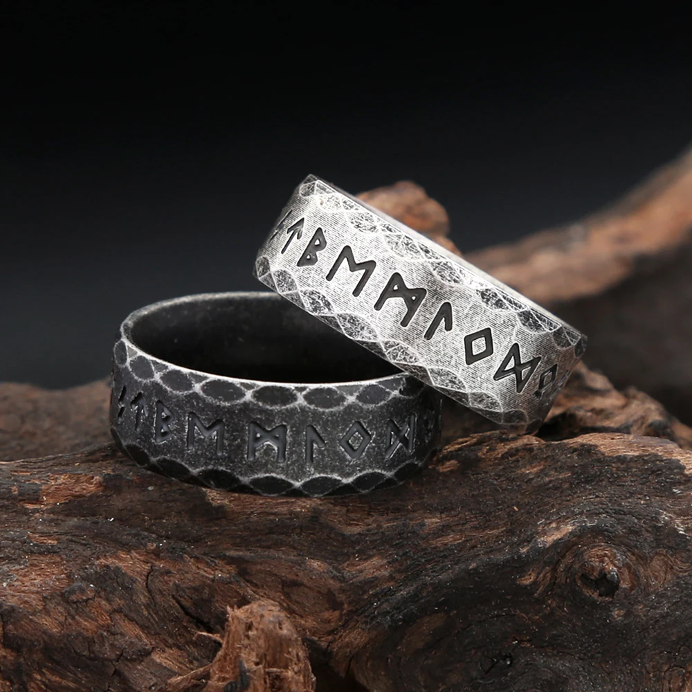 Vintage Edelstahl Wikinger Brief Rune Ringe für Männer Frauen Nordic Odin Amulett Ring Mode einfache Schmuck Geschenke Großhandel Image