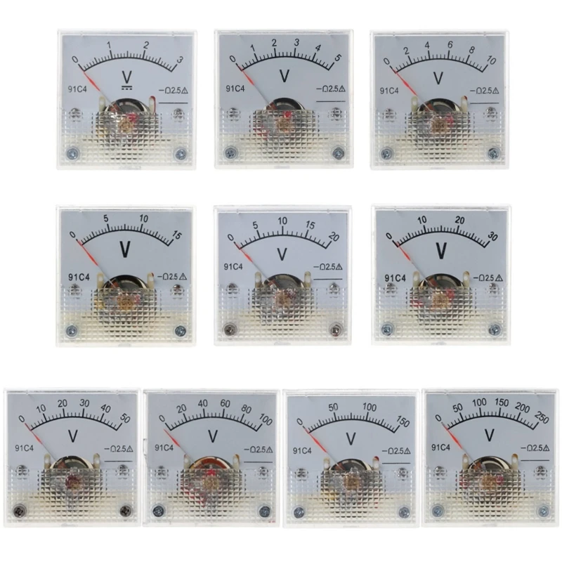 Wählertyp für DC-Spannungsmesser, Voltmeter, analoges Panel, rechteckiger Kunststoff-Volt-Tester, 3/5/10/15/20/30/50/100/150/250 V Image