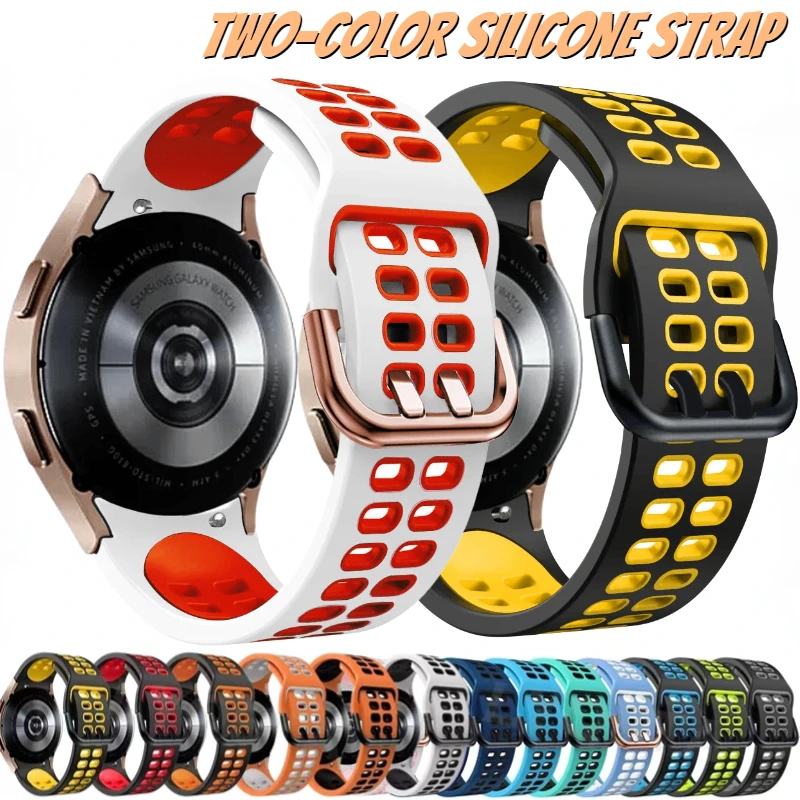 Neues Silikonarmband für Samsung Galaxy Watch 7/6/5/4 40 mm 44 mm 5 Pro 45 mm zweifarbiges Armband Band Watch 6/4 Classic 47/43 mm Gürtel Image