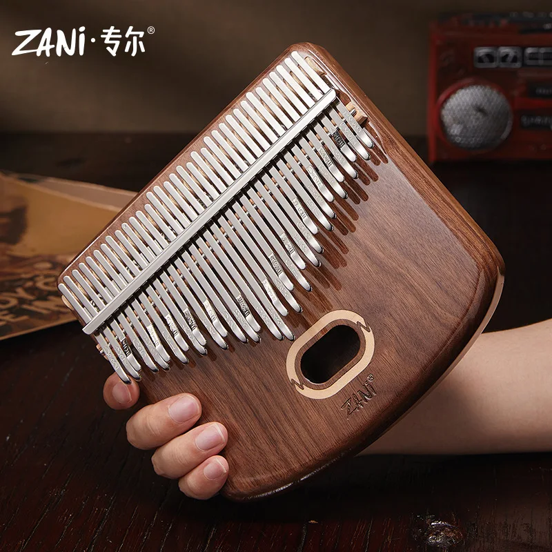 34 Tasten Kalimba Daumen Klavier Furnier Buche Holz Kalimba tragbare Finger Klavier Musik instrument mit Aufbewahrung sbox Musik liebhaber Geschenk Image