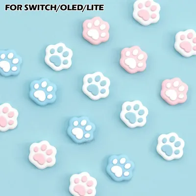 4 TEILE/SATZ Nette Rosa Blau Silikon Thumb-Stick Grip Analog Joystick Kappe Für NS Schalter OLED Image