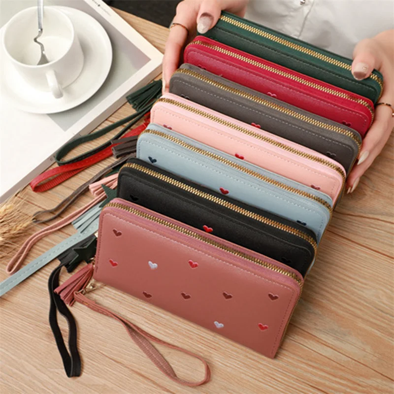 Brieftaschen für Frauen lange große Kapazität Handy tasche Liebe Brieftasche Clutch Damen Geldbörse Multi Card Brieftasche Reiß verschluss Handtasche Image