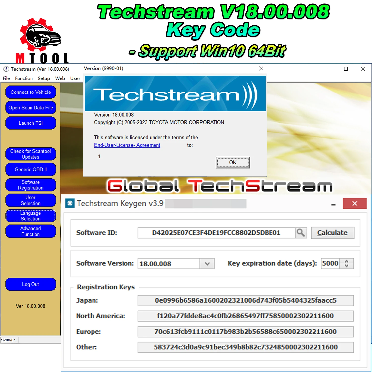 Neueste Version FÜR TOYOTA TIS Techstream 18.00.008 Software Link und Aktive Code Arbeit mit MINIVCI MINI VCI Image