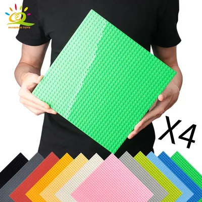 HUIQIBAO 4PCS Klassische Grundplatten Blöcke 32x32 Punkte Gebäude Grundplatten Ziegel Montage Stadt Image