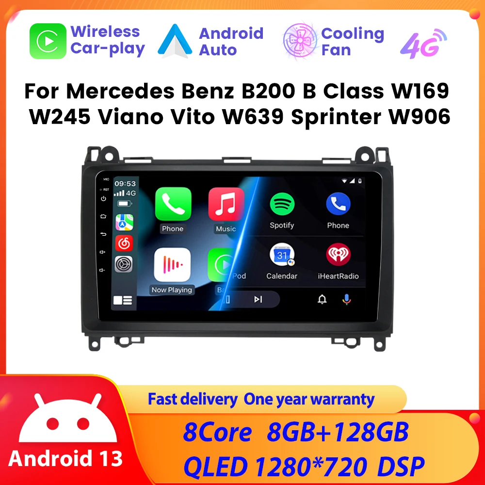 Qled carplay auto autoradio für mercedes benz b200 b klasse w169 w245 viano vito w639 sprinter w906 multimedia gps video player Auto GPS Multimedia Radio, 8-Kern DSP ohne DVD Player, 2Din Stereo