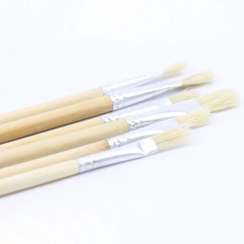 12 teile/satz schwein borsten holz pinsel flache kopf einzigen wasser farbe pinsel gouache öl pinsel Pinsel Kunst Liefert Schreibwaren Image