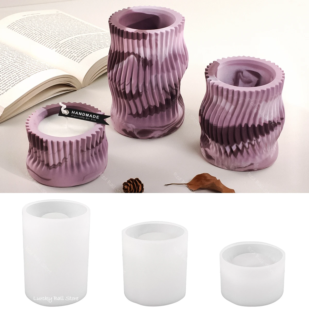 Betonst reifen Kerzen glas Silikon form Einfachheit Welle Lagert ank Ornament Zement Gips Blumentopf Harz Formen Wohnkultur Image