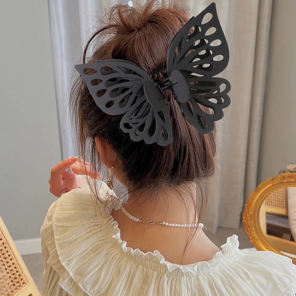 13,5 cm Große Größe Schmetterling Haar Klaue Clip Haar Krabbe Für Frauen Pferdeschwanz Halter Haarnadeln Krallen Mädchen Mode Haar Zubehör Image