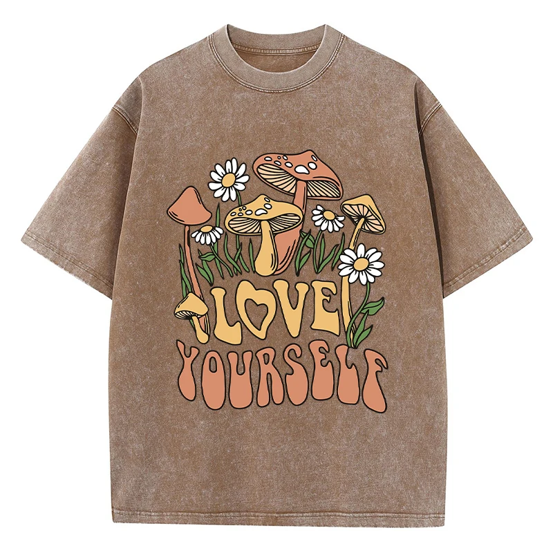 Liebe Selbst Drucken Weibliche Distress T Shirt Sommer Casual T-shirt Straße Hip Hop Gewaschen Tops Mode Komfortable Neue T Frauen